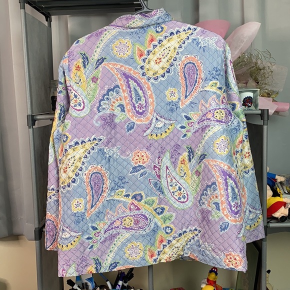 VTG Purple Paisleys Art AOP Silk Jacket - Picture 5 of 9